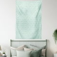 thumbnail image 4 of Teal and White Tapestry, Old Fashioned Abstract Mosaic Design Elements with Floral Details, Wall Hanging for Bedroom Living Room Dorm Decor, 60W X 80L Inches, Mint Green White, by Ambesonne, 4 of 5