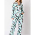 thumbnail image 1 of Conjunto de pijama navideño para mujer 2025, camisa de manga larga con estampado de Papá Noel y pelota y pantalones elásticos para estar en casa, ropa de dormir cómoda, 1 of 1