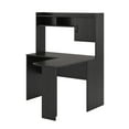 Mainstays LShaped Desk with Hutch, Black Oak