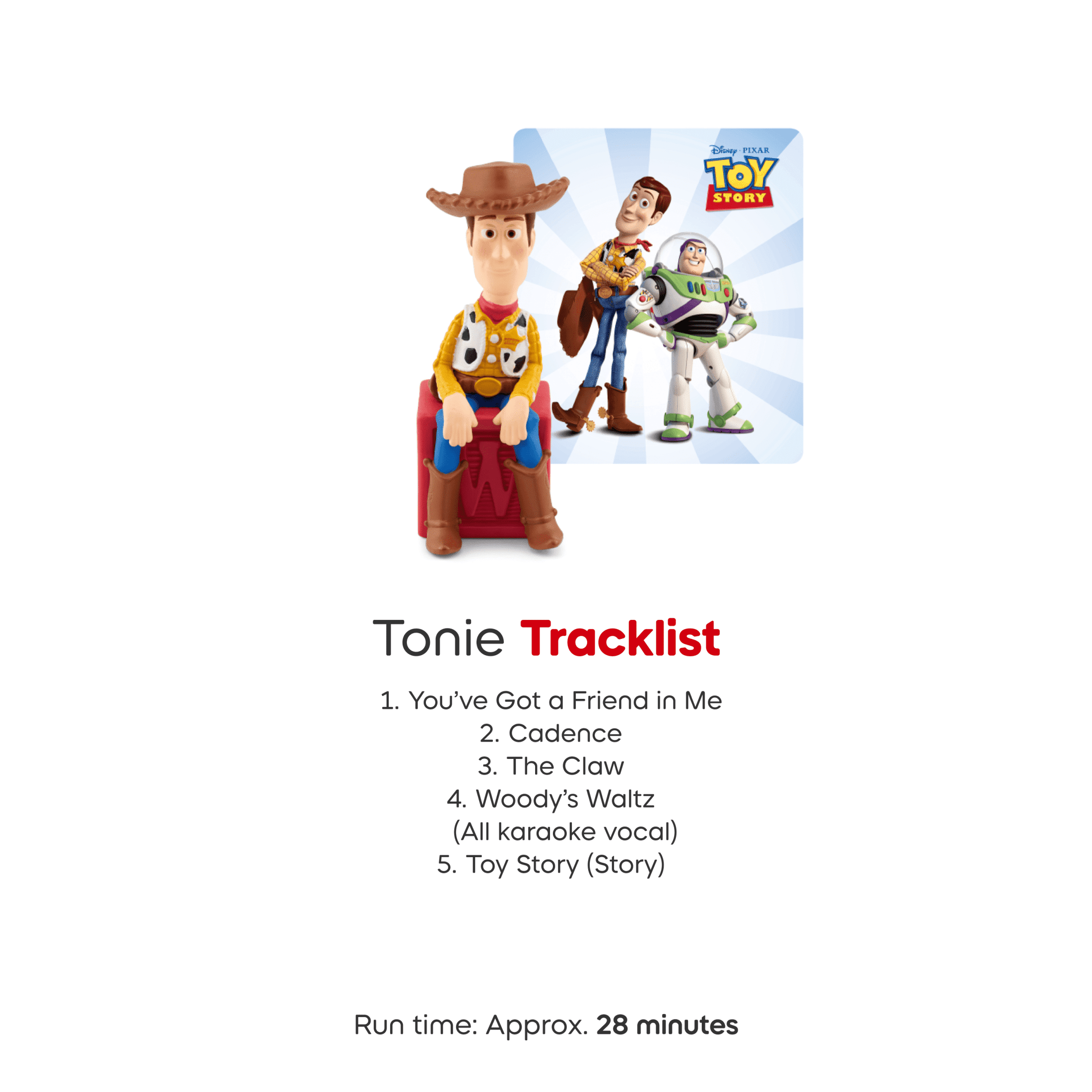tonies Disney Toniebox 1 Screen-Free Audio Player Starter Set with Woody from Toy Story Age Group 3+, Red
