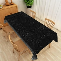 Silver Galaxy Rectangle Tablecloth 60x84 Inch Space Starry Night Sky Silver Star Black Fabric Table Cloth Polyester Anti-Wrinkle Washable Table Cover for Birthday Theme Party Dining Decor