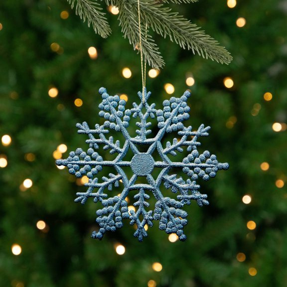 Northlight 24ct Glitter Snowflake Christmas Ornament Set 4" - Turquoise Blue