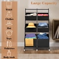 thumbnail image 4 of TECHVIDA 3 Tier Metal Rolling Laundry Basket Cart, Adjustable Freestanding Laundry Hamper with 6 Storage Baskets, Laundry Clothes Storage Cart, 4 of 8