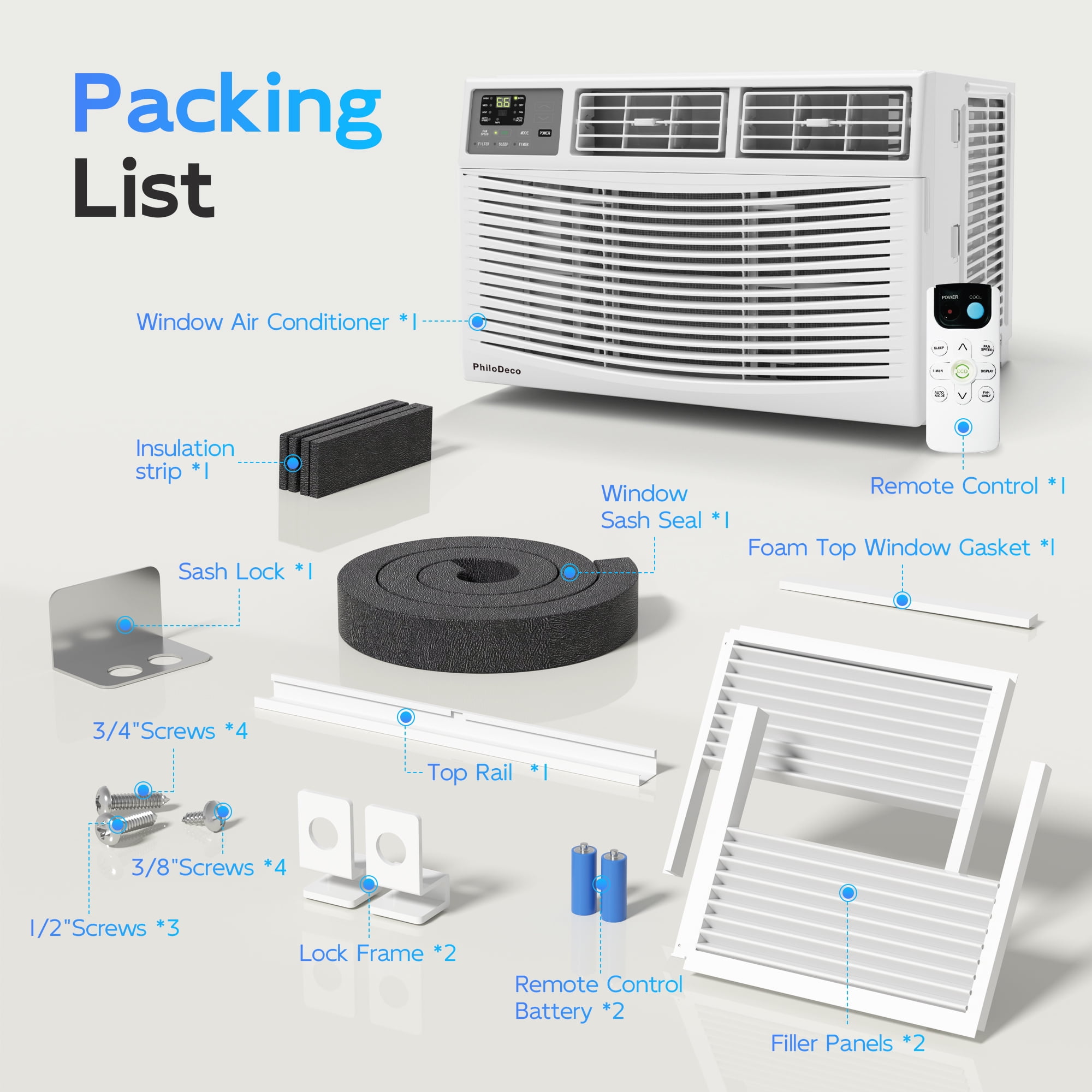 Window Air Conditioner 8000 BTU 350 Sq. ft. Intelligent, LED Display Screen, with Remote Control,Ac Can Be Used as a Dehumidifier/Fan, Operates Quietly, Energy-Saving. Timer/Sleep and ECO