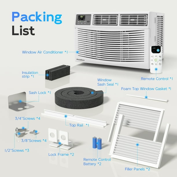 PhiloDeco 8000 BTU Window Air Conditioner, Cools up to 350 Sq. ft