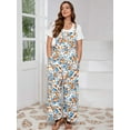 thumbnail image 6 of SHOWMALL Women’s Plus Jumpsuits Summer Boho Casual Wide Leg Overalls Blue Yellow Inks 4X Floral Print Baggy Rompers with Pocket, 6 of 7