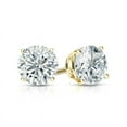 thumbnail image 4 of JeenMata 1 Carat Round Shaped Moissanite Solitaire Stud Earrings - 4 Prong - In 18K Yellow Gold Plating Over Silver, 4 of 5