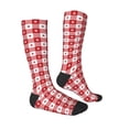 thumbnail image 3 of Picia Women Crew Soft Moisture-wicking Socks Red Plaid Daisy Pattern Design Cotton Socks, One Size fit All, 3 of 9