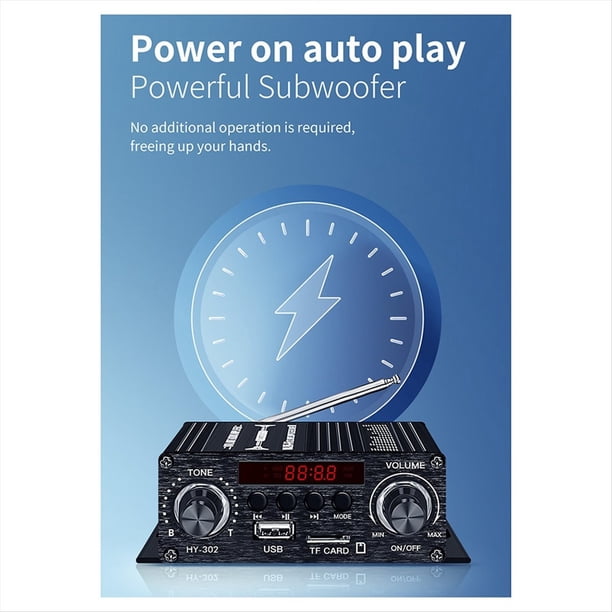 Amplificador Digital Bluetooth 12V Hogar Coche 2 Canales Altavoz de Sonido HIFI Receptor FM Amplificador de Audio Clase-AB AMP