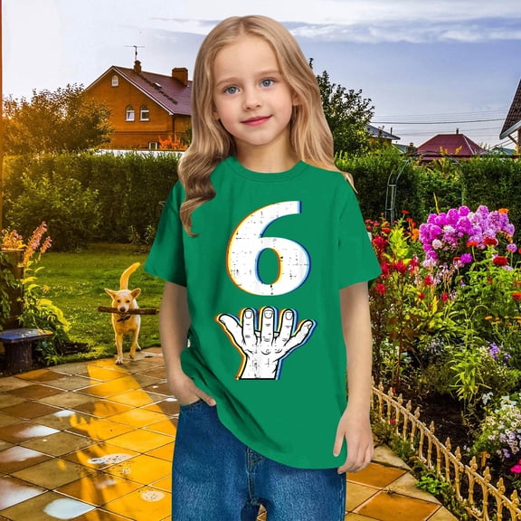 hengsof Kids Short Sleeve Tees Toddler Crewneck T-Shirts Boys Girls Printed Tops