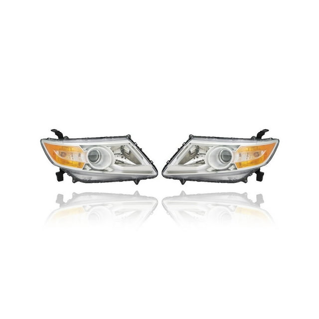 Headlight Assembly - Compatible/Replacement for '11-13 Honda Odyssey - Halogen - Pair, Left Driver + Right Passenger Set - 33100TK8A01, 33150TK8A01