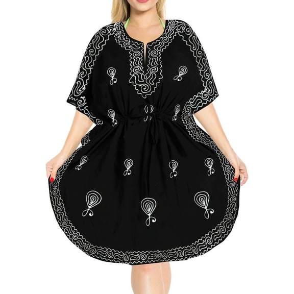 HAPPY BAY Women's Beachwear Tunic Summer Vacation Coverup Loungewear Casual Ladies Bikini Kaftan Beach Cover Ups for Women 2X-3X Charcoal_AC789