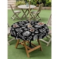 thumbnail image 3 of Outdoor Tablecloth with Umbrella Hole and Zipper, Black Paisley Round Table Cloth 60 Inch Waterproof Tablecloth, Ethnic Vintage Floral Botanical Abstract Picnic Table Cover for Patio Camping, 3 of 7