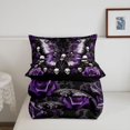 thumbnail image 5 of Homewish Halloween Horror Skull Twin Comforter Sets,Purple Rose Butterfly Bedding Set,Black Reversible,2 Pieces,1 Comforter and 1 Pillowcase, 5 of 7