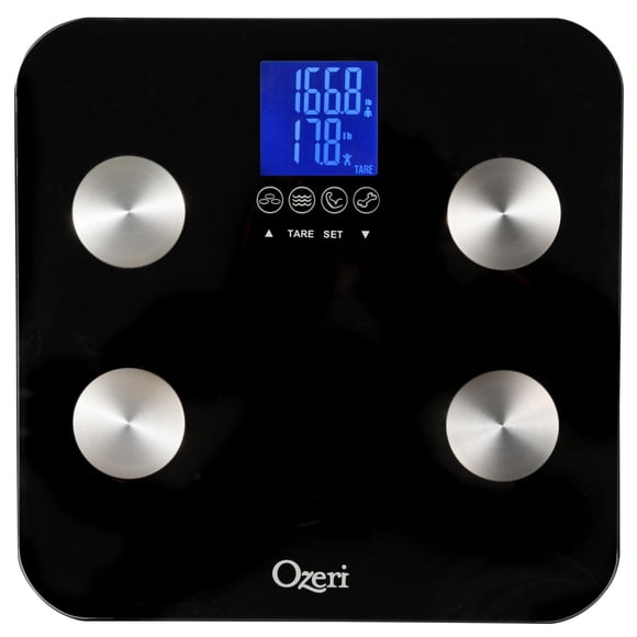 Ozeri táctil 440 lbs Pesa de baño corporal total - Mide peso, grasa, músculo, hueso e hidratación co