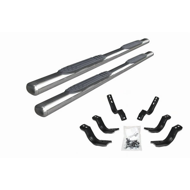 Convient pour Jeep Gladiator JT Go Rhino Nerf Bar Série 104451687PS 1000; avec Patins; 4 Pouces Ovale Droit; Poli; Acier Inoxydable; avec Embouts Remplaçables Aspect Soudé; Support de Panneau à Bascule