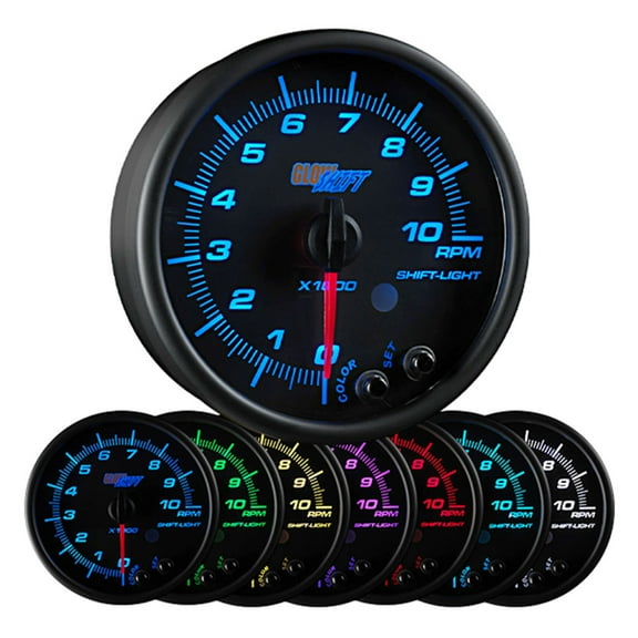 GlowShift Black 7 Color 95mm 3 3/4" In Dash Tachometer Gauge