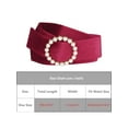thumbnail image 4 of INSPIRE CHIC Women Plus Size Faux Pearl Buckle Waist Belt, Vintage Velvet Wide Cinch Belts Waistband for Dress 25.59-32.28" Wine Red, 4 of 5