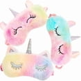 thumbnail image 1 of wonima11 3 Pieces Plush Sleeping Eye Cover Bunny Cat Blindfold Cover Unicorn Sleeping Eye Shade Soft Funny for Kids Girls and Adult Travel (Unicorn Style), 1 of 1