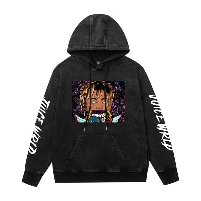 Chandail à Capuche Juice Wrld vintage Lavé hip hop Mode de Rue Chandail Décontracté, 3TG, Noir4