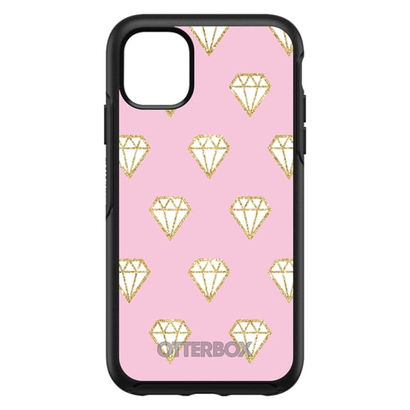 DistinctInk OtterBox Symmetry Custom Case for Apple iPhone 15 (6.1" Screen) - Diamond Pattern - Lightweight Grip