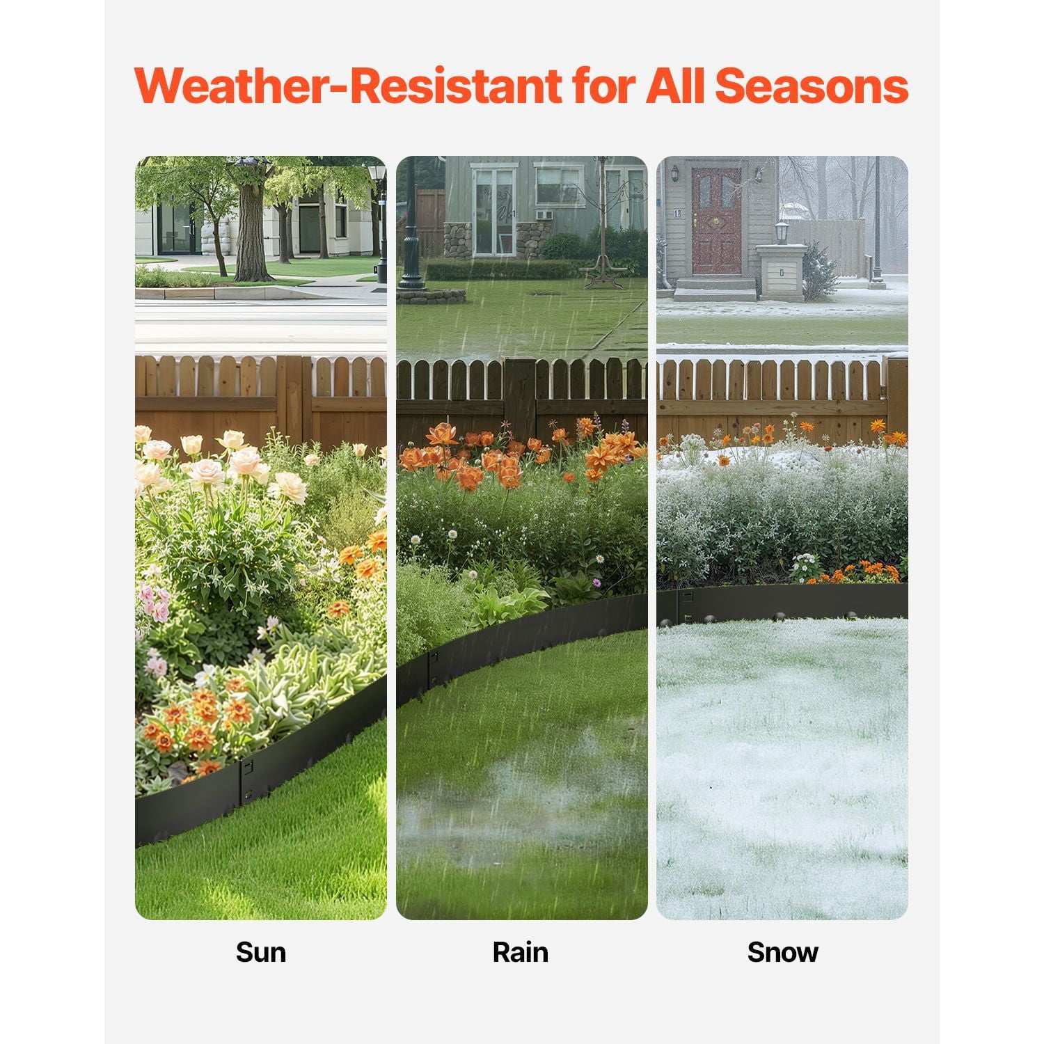 5 Pack Steel Landscape Edging, 39 x 3 Inch Black Rust Resistant Metal Garden Border, Bendable Heavy Duty Lawn Edging, Easy to Install Pathway Divider for Flower Bed Yard Landscape