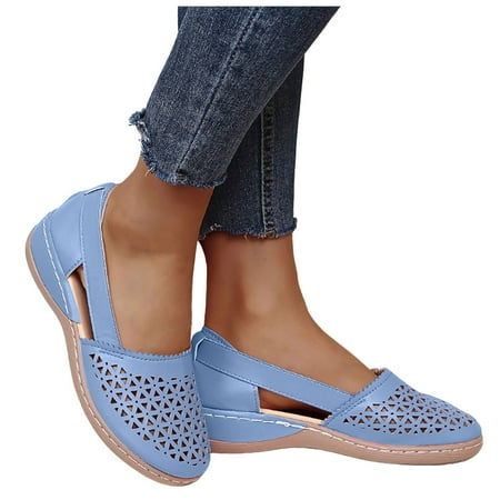 Oyedens Ballet Flats Slip on Loafers for Women Wide Width Low Heels Comfortable Wedge Walking Shoes