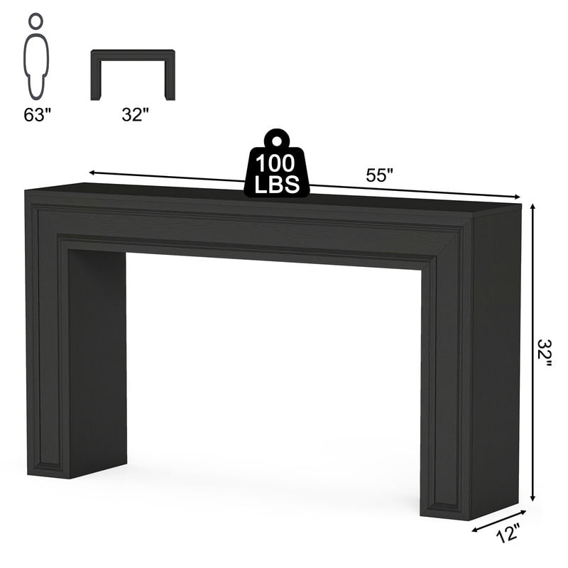 PLAMLE 55 Inch Console Table for Entryway, Narrow Sofa Table Behind Couch with Storage Shelf, Farmhouse Wooden Hallway Table for Living Room, Foyer, Small Spaces