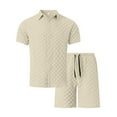 thumbnail image 7 of Miluxas Men's 2 Piece Outfits Short Sleeve Button Down Shirts and Casual Shorts Set Summer Outfits Beige XXL(XXL), 7 of 7