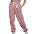 thumbnail image 2 of Jjayotai Womens Joggers Pants, Waffle Knit Cargo, Casual Sweatpants with Pocket, Elastic Waist Lounge Pants for Workout Running Pink L, 2 of 8