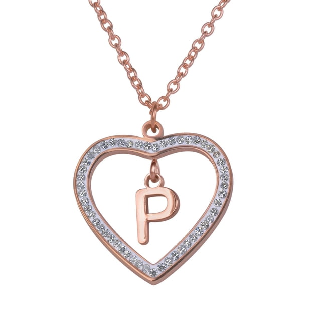 Collar de Mujer Corazón con Inciales LuckyLy, Modelo Adina rosa UNITALLA