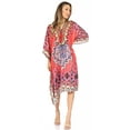 thumbnail image 5 of Sakkas Kristy Long Tall Lightweight Caftan Dress / Cover Up With V-Neck Jewels - Red / Blue - One Size, 5 of 5