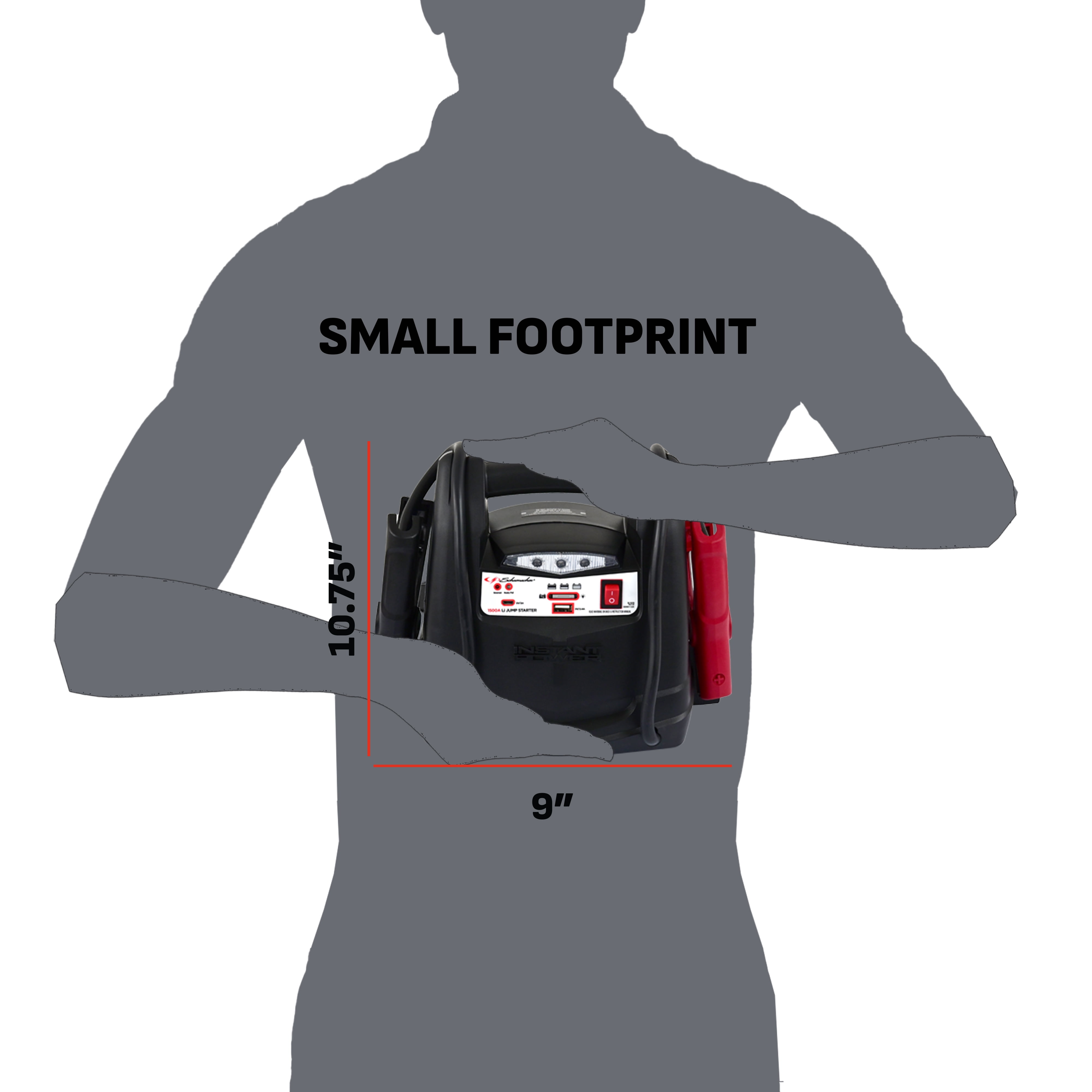 Schumacher Electric 1500A Lithium Car Battery Jump Starter and Power Station, 150-PSI Air Compressor, 12V Sport, Auto, and Marine Batteries, SL1519