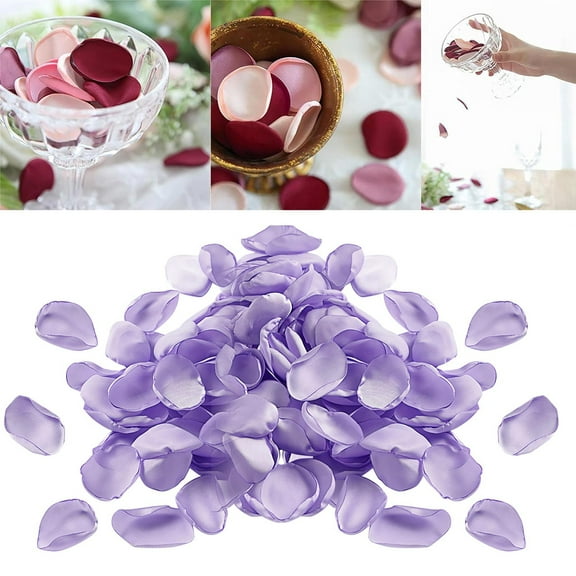 TULUDA 200 Pcs Rose Petals Satin Flower Petals, Elegant for Wedding Flower Girl Basket, Table Centerpieces, Aisle Runner, Party Confetti, Bridal Shower, Dinner, and Wedding Decoration(Purple)