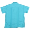 thumbnail image 4 of 9 Crowns Essentials Boys' Guayabera Button Down Shirt (Atoll Blue, "0"), 4 of 4