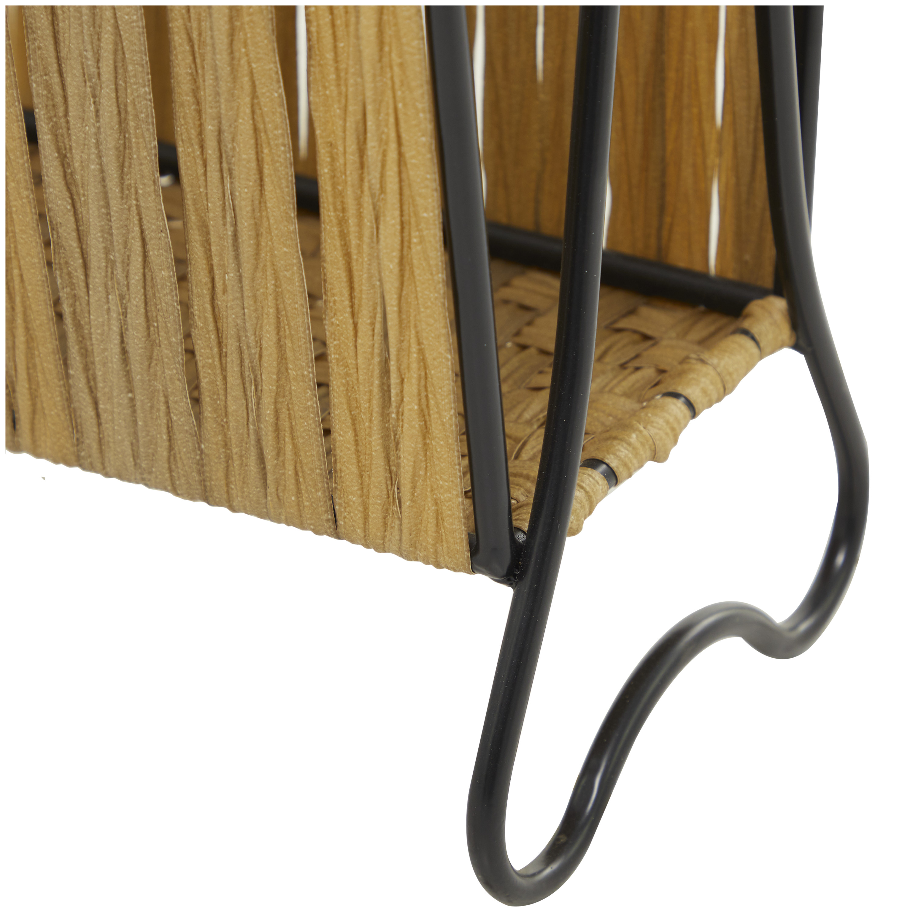 DecMode 20" Light Brown Plastic Rattan Handmade Single Slot Magazine Holder with Black Stand