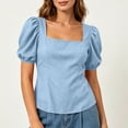 thumbnail image 6 of CHGBMOK Womens Summer Peplum Tops Sqaure Neck Ruffle Sleeve Blouses Fit Flowy Shirts Solid Casual Tees, 6 of 8