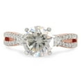 thumbnail image 2 of 1 3/5 ct. t.w Center 7MM Round Cut Lab Created Moissanite Diamond Split Shank 3-Stone Engagement Ring In 10K Solid Rose Gold For Women(G-H Color, VVS1 Clarity, 1.60 Cttw)-6, 2 of 7