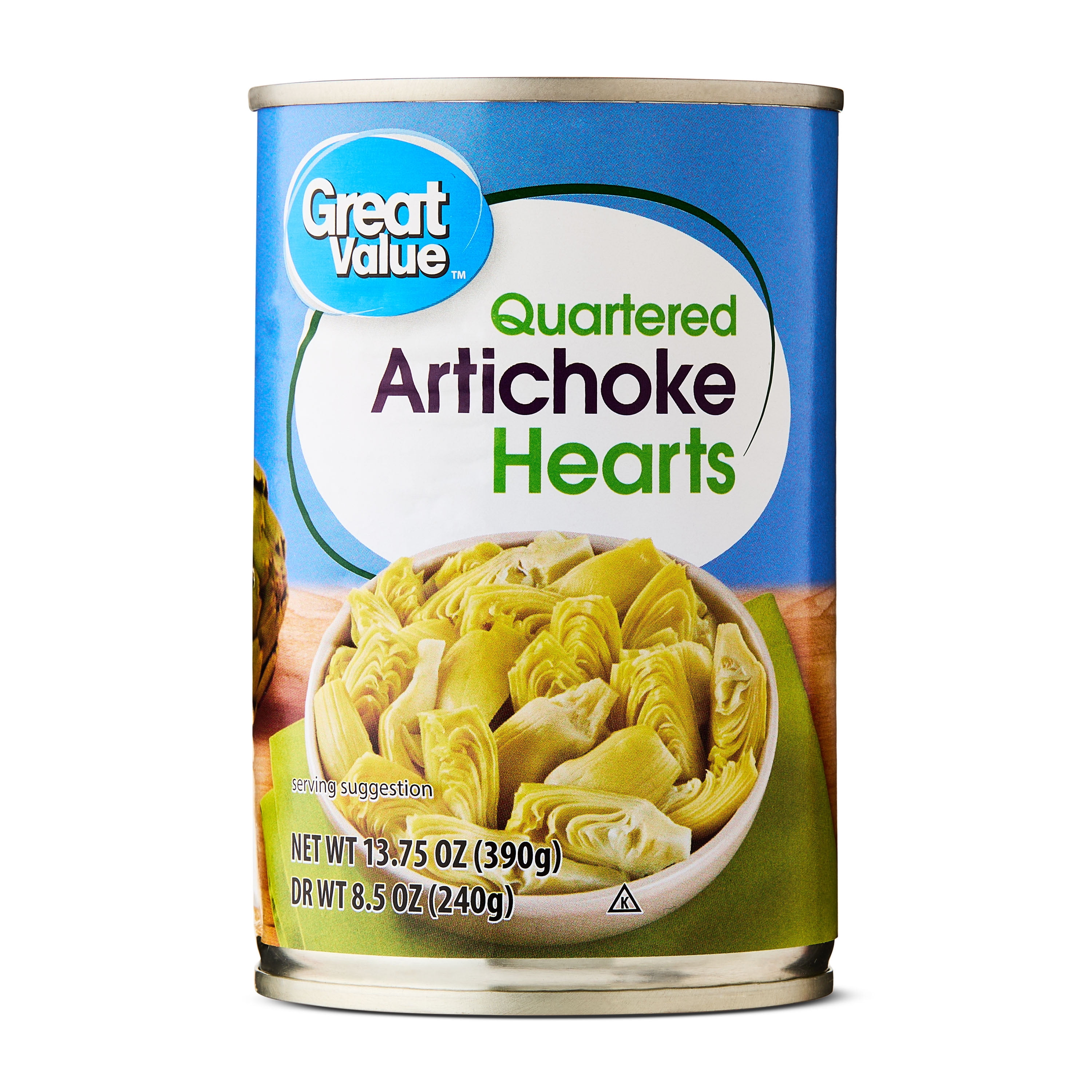 Great Value Quartered Artichoke Hearts, 13.75 oz, high in fiber