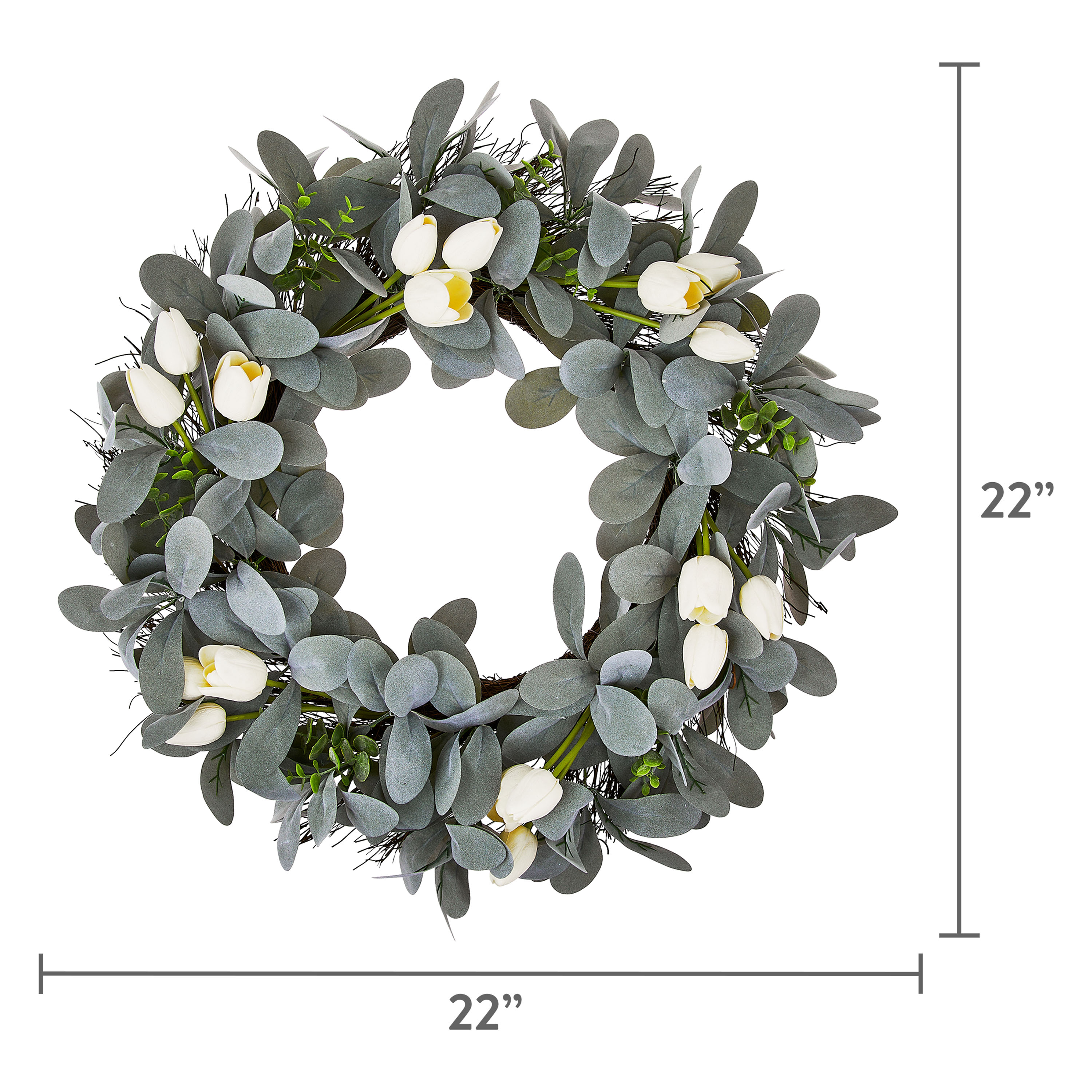 Easter Artificial Spring White Tulip Flower Easter Wreath, 22 ", by Way To Celebrate - image 5 of 5