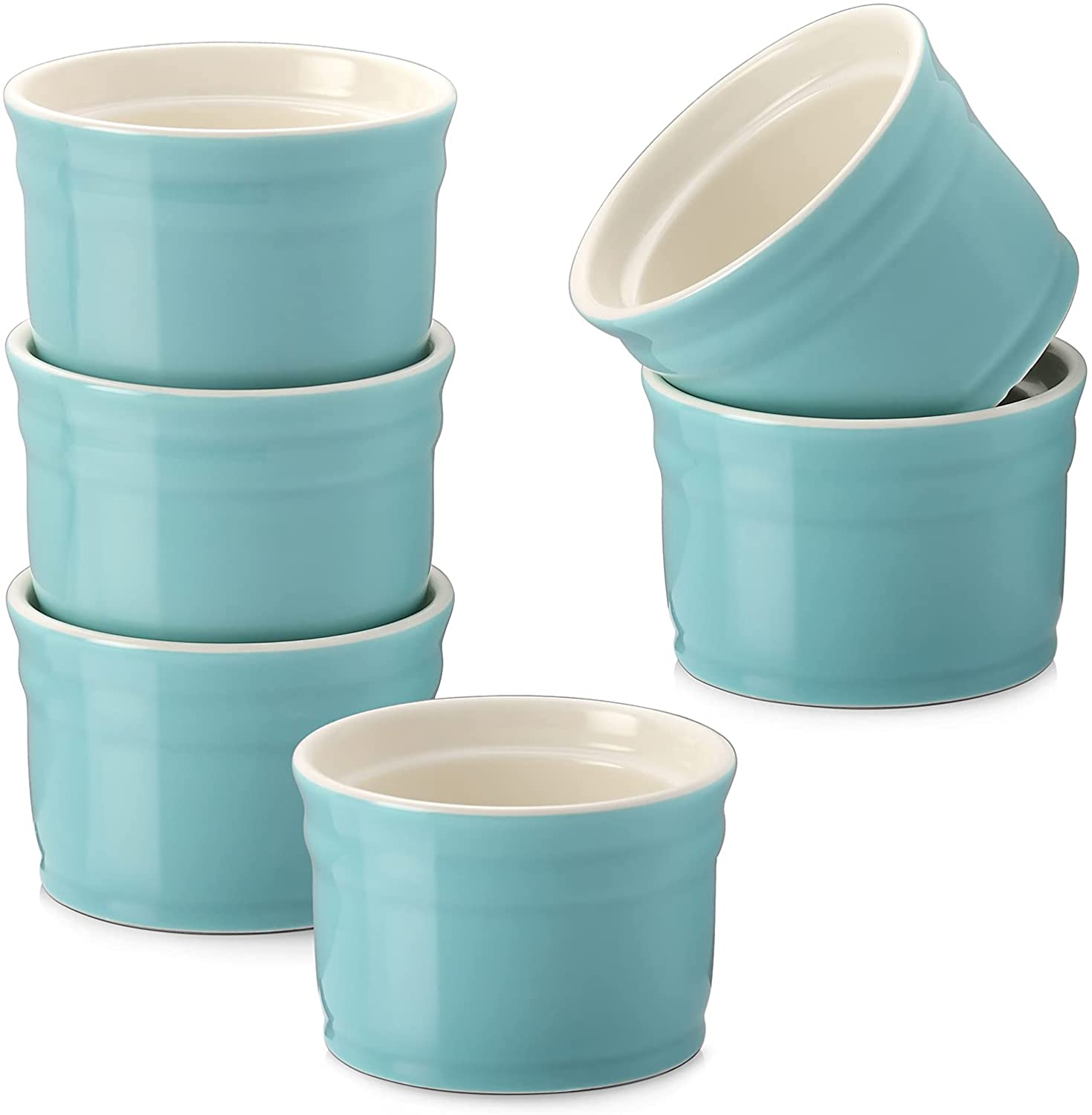 ZC5HAO Ramekins 6 oz Oven Safe, White Ramekins Set of 6, Porcelain