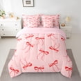 thumbnail image 3 of Feelyou Princess Cute Bow Twin Bedding Sets 7-Piece for Kid, Kawaii Cartoon Bowknot Bedding Comforter Set, Fairy Tale Theme Reversible Sheet Sets, Microfiber Bedroom Decor, 3 of 9