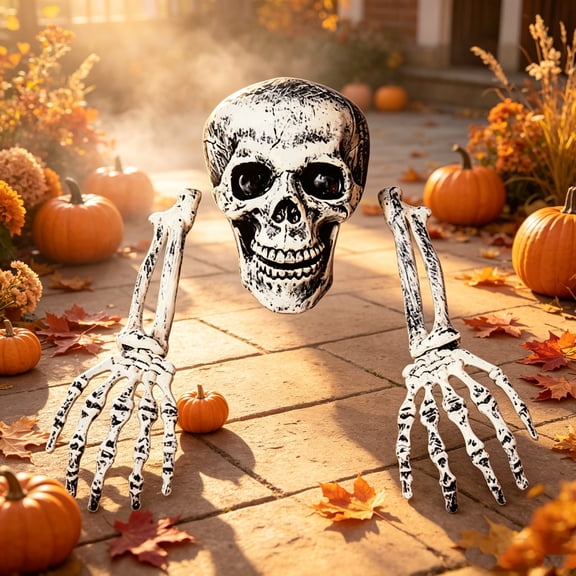Realistic Halloween Skeleton Stakes Decorations, Groundbreakers Skull Head Skull Arms Skeleton Decor for Outdoor Yard Lawn Garden Graveyard Party Supplies