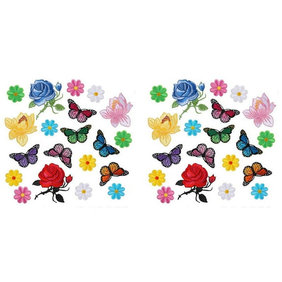2024 TOP! 40 Pcs Flowers Butterfly Iron on Patches Sew on Embroidery Applique Patches for Arts Crafts DIY Decor,Jeans,Jackets,Bags