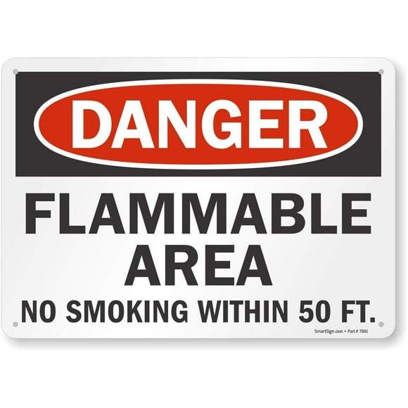 Tin Sign 8x12 Danger: Flammable Area No Smoking Within 50 Ft. Novelty Home Decor