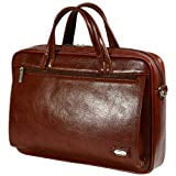 Deluxe Leather Briefcase Slim Leather Business Portfolio Fit Laptop Ipad Netbook Kindle Chromebook Tablet,