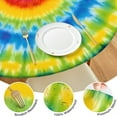 thumbnail image 4 of Rainbow Tie Dye Mandala Pattern Round Fitted Tablecloth with Elastic Edge,Dining Table Cover Waterproof,Outdoor Round Tablecloth for Camping,Dining,Indoor and Outdoor, 4 of 7