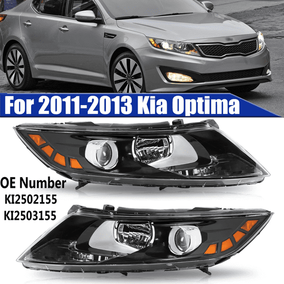 Headlights Assembly For 2011 2012 2013 Kia Optima Black Housing Pair Left Right