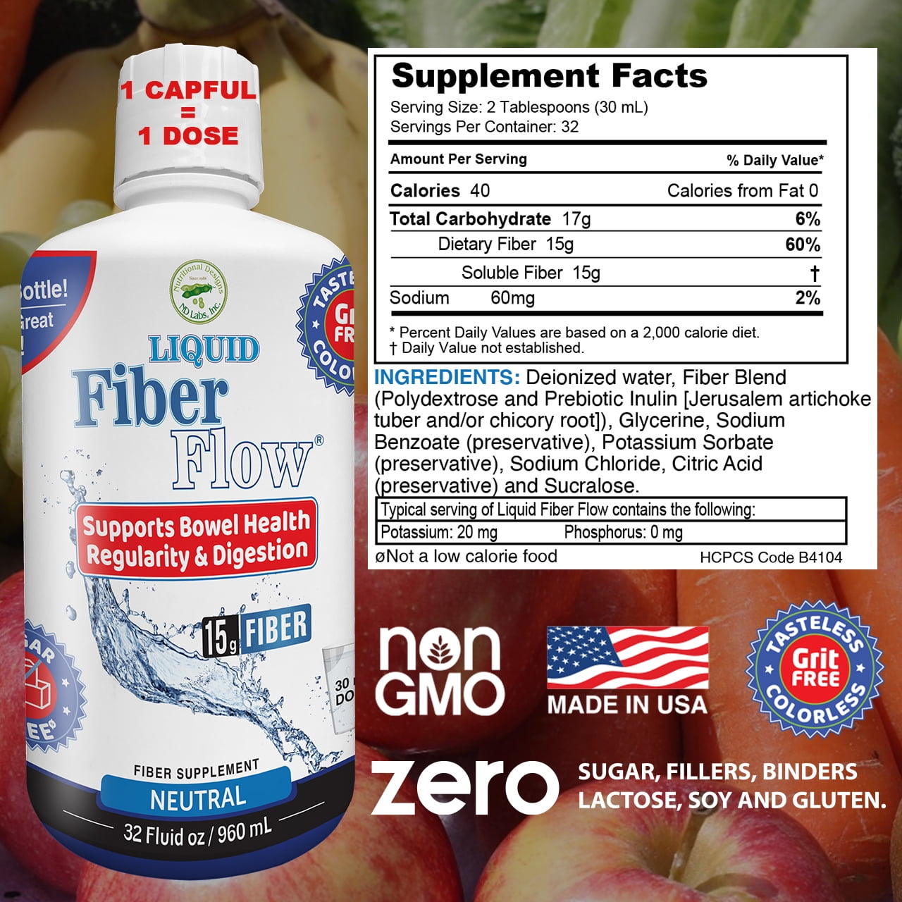 Buy Liquid Fiber Flow® Liquid Fiber Supplement, Supports bowel health, Regularity & Digestion