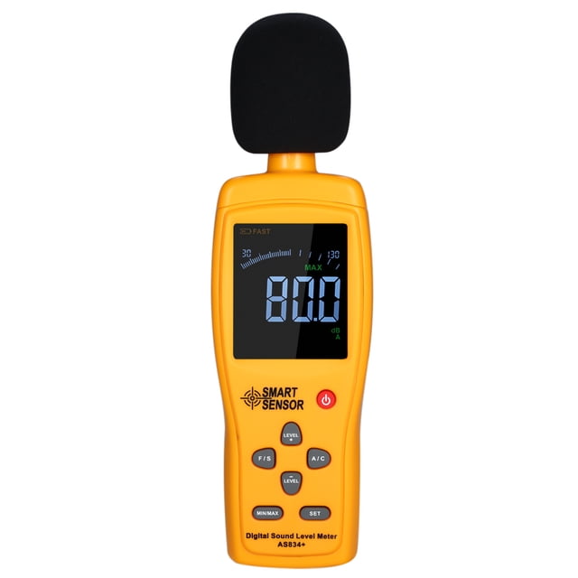 SMART SENSOR AS834+ Digital Sound Level Meter Digital Noisemeter LCD Sound Level Meter 30-130dB Noise Volume Measuring Instrument Decibel Monitoring Tester